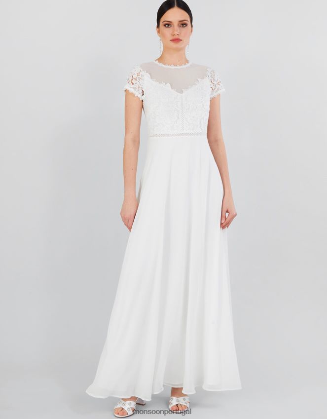 roupas vestido maxi de noiva em renda angela Monsoon mulheres marfim RPLH8F407