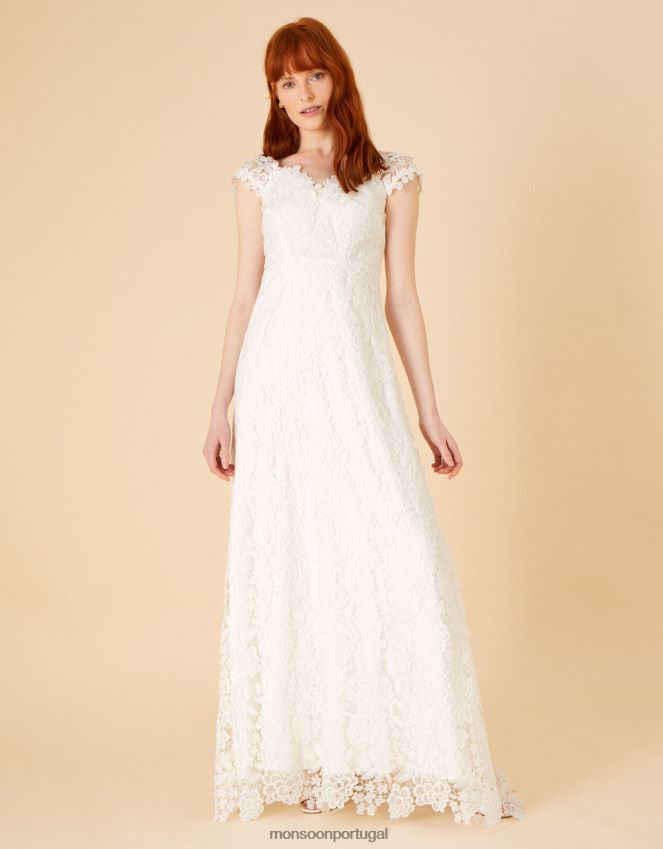 roupas vestido maxi de noiva em renda cassandra Monsoon mulheres marfim RPLH8F961