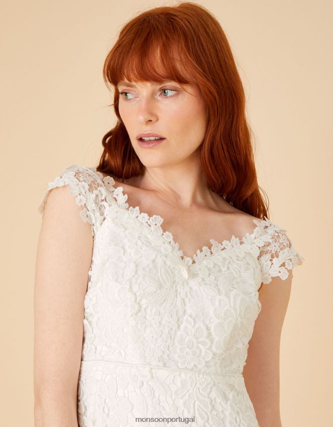 roupas vestido maxi de noiva em renda cassandra Monsoon mulheres marfim RPLH8F961