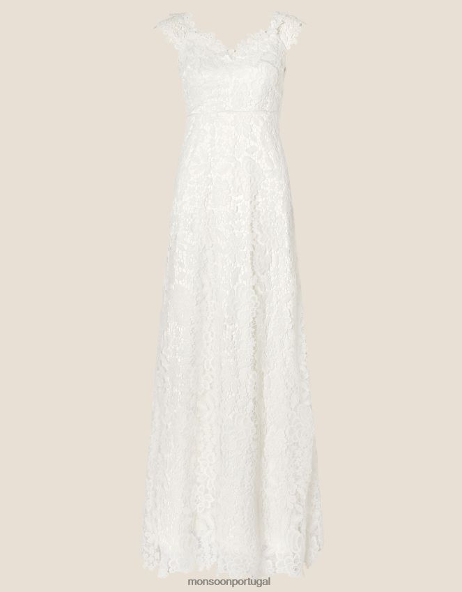 roupas vestido maxi de noiva em renda cassandra Monsoon mulheres marfim RPLH8F961
