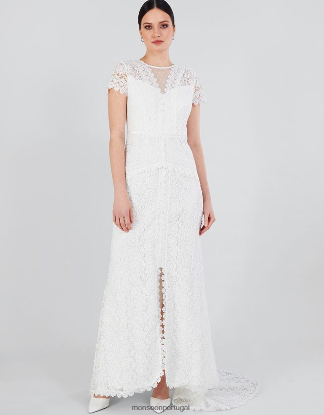 roupas vestido maxi de noiva em renda sienna Monsoon mulheres marfim RPLH8F9