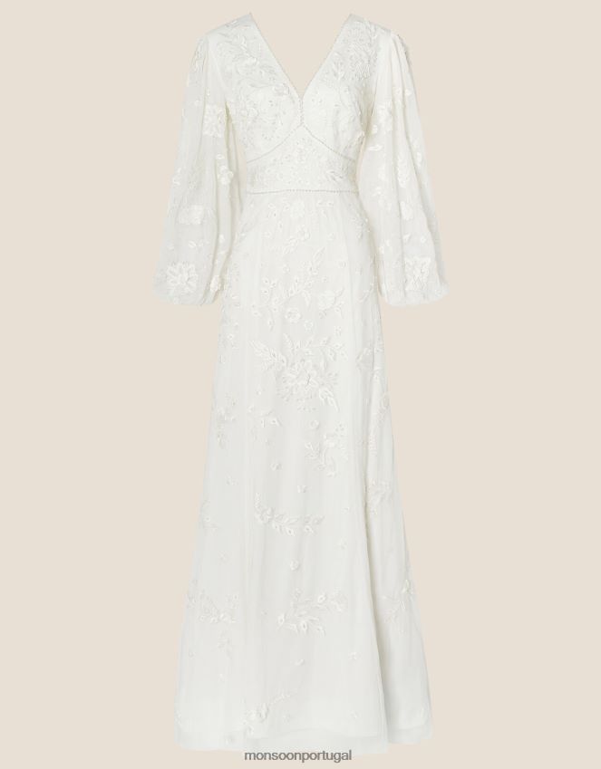roupas vestido maxi de noiva manga longa jennifer Monsoon mulheres marfim RPLH8F748