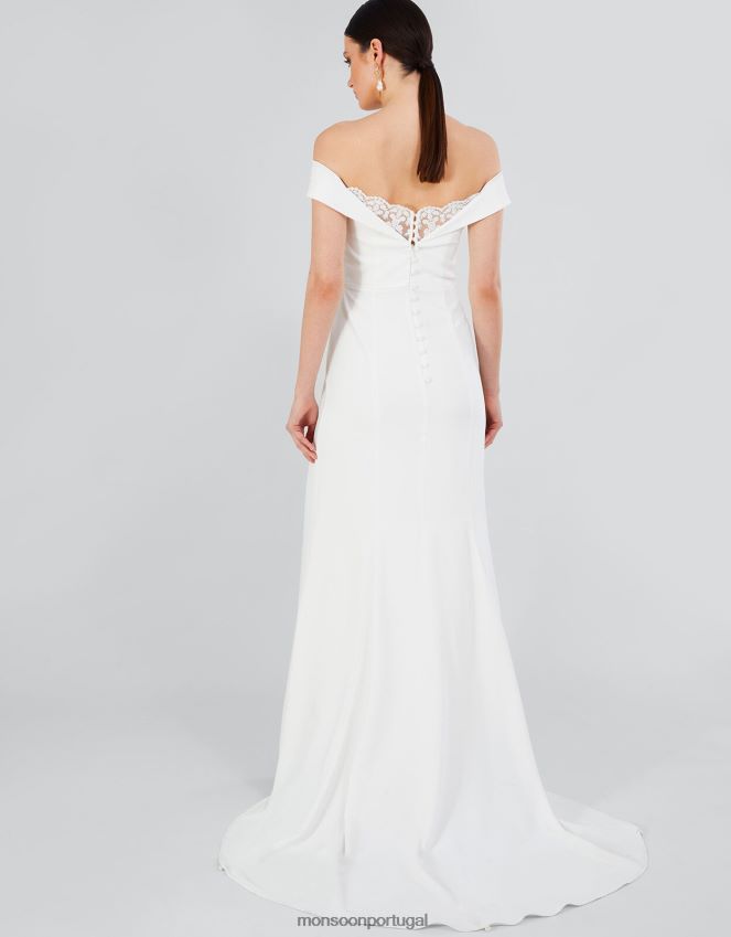 roupas vestido maxi de noiva nancy bardot Monsoon mulheres marfim RPLH8F723