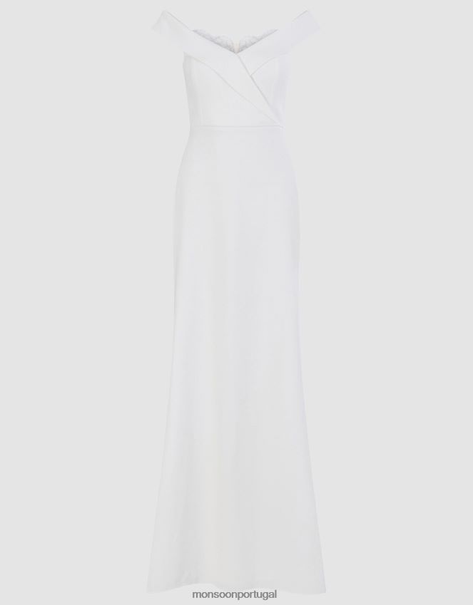 roupas vestido maxi de noiva nancy bardot Monsoon mulheres marfim RPLH8F723