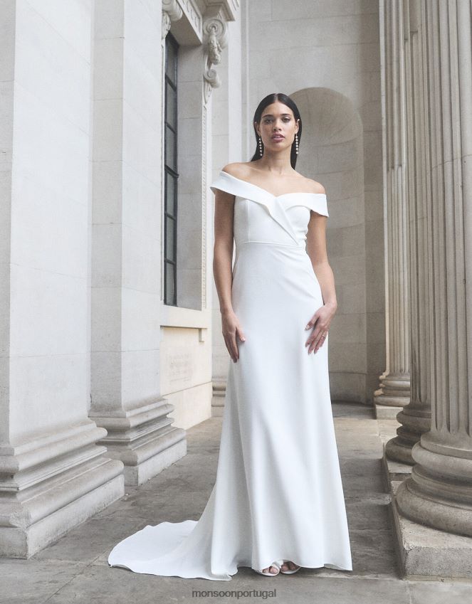 roupas vestido maxi de noiva nancy bardot Monsoon mulheres marfim RPLH8F723
