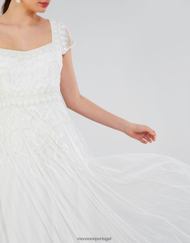 roupas vestido maxi de noiva simone Monsoon mulheres marfim RPLH8F803