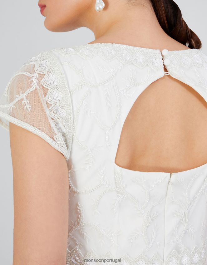 roupas vestido maxi de noiva simone Monsoon mulheres marfim RPLH8F803