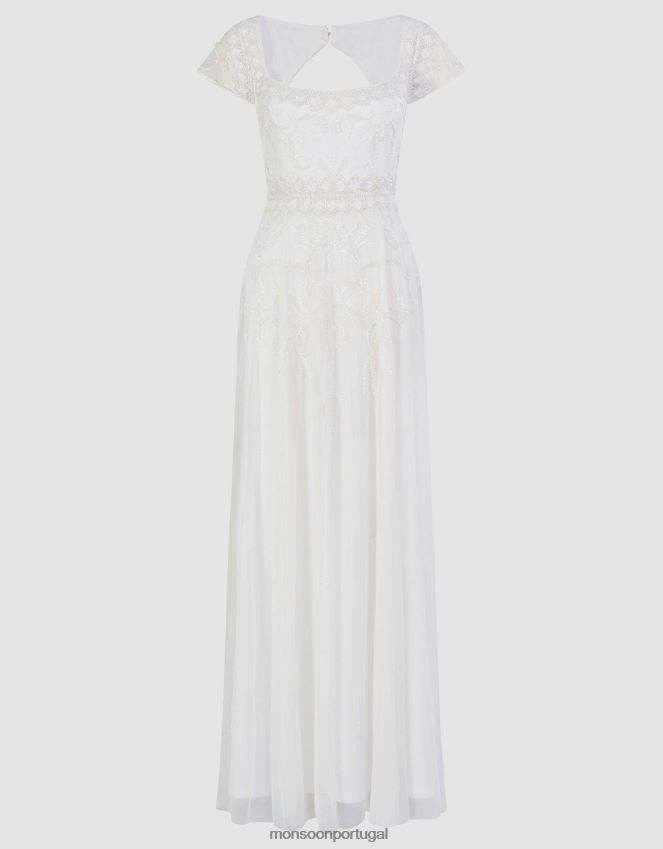 roupas vestido maxi de noiva simone Monsoon mulheres marfim RPLH8F803