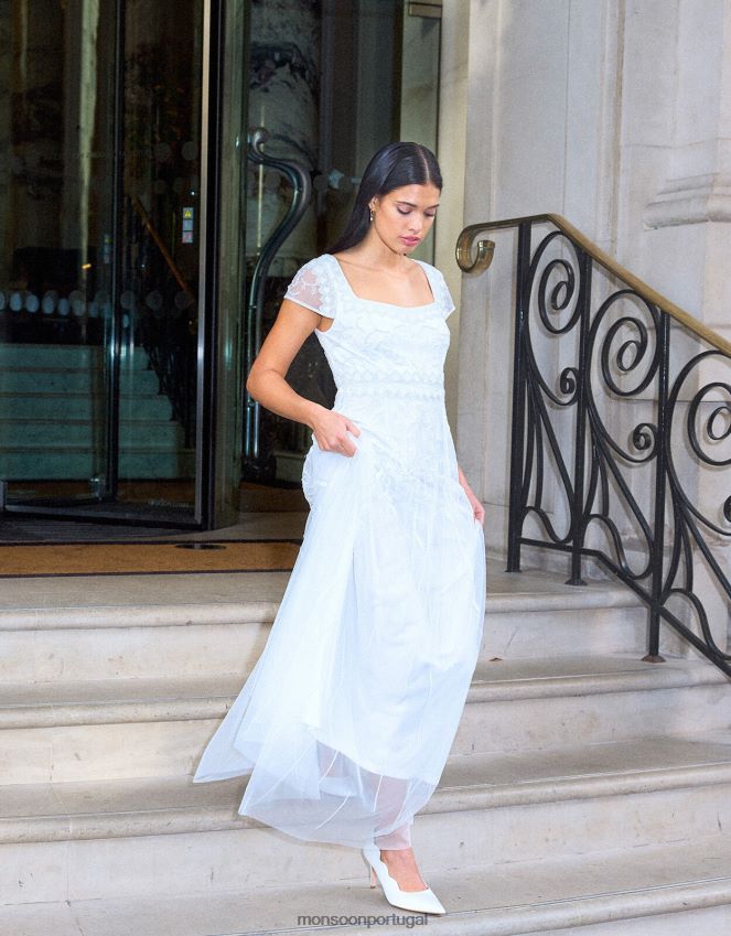 roupas vestido maxi de noiva simone Monsoon mulheres marfim RPLH8F803