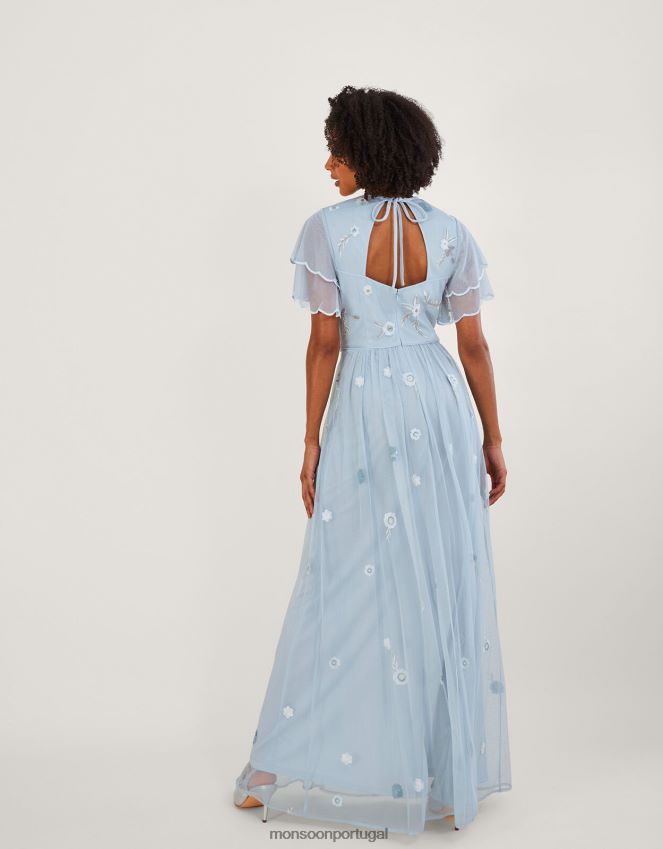 roupas Vestido maxi embelezado Catherine com poliéster reciclado Monsoon mulheres nuvem RPLH8F497