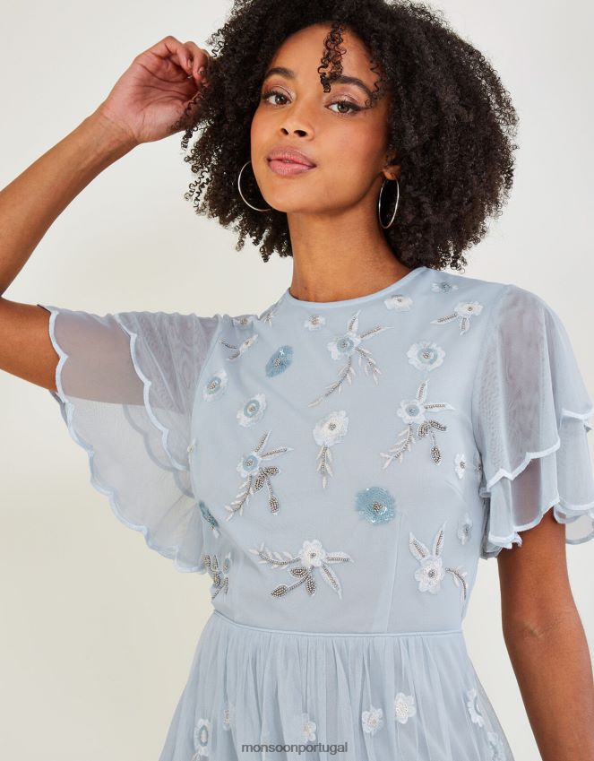 roupas Vestido maxi embelezado Catherine com poliéster reciclado Monsoon mulheres nuvem RPLH8F497