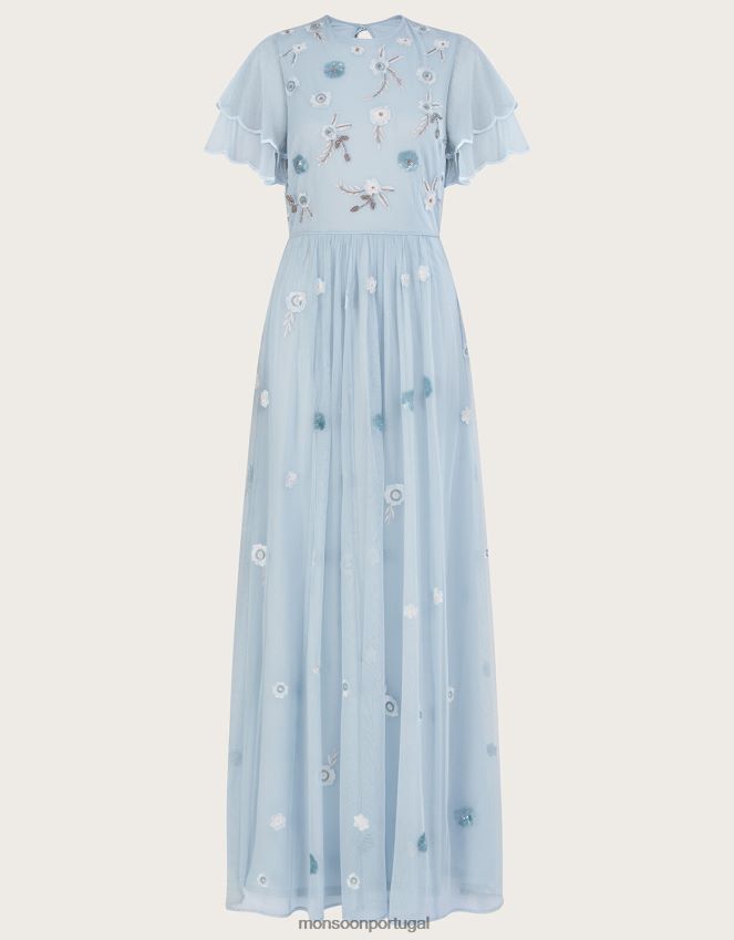 roupas Vestido maxi embelezado Catherine com poliéster reciclado Monsoon mulheres nuvem RPLH8F497