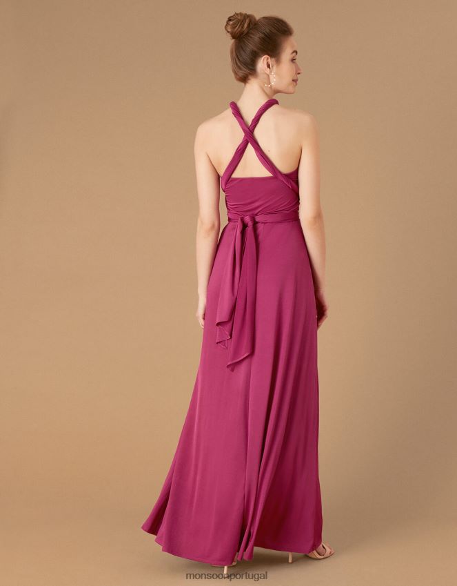 roupas tallulah torça-me amarre-me jersey vestido de dama de honra Monsoon mulheres rosa RPLH8F1157