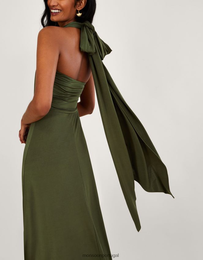 roupas thea torce-me amarra-me vestido maxi Monsoon mulheres Azeitona verde) RPLH8F437