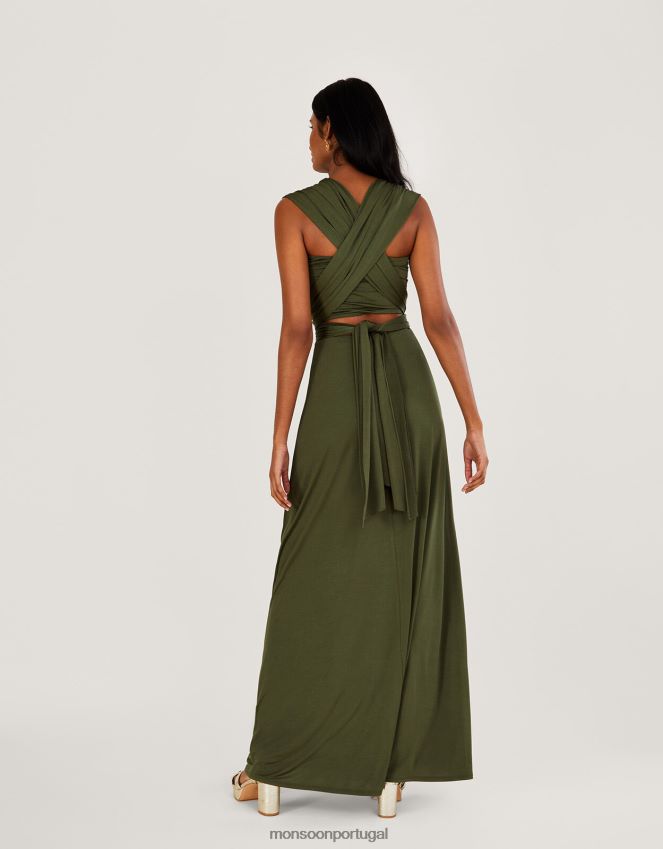 roupas thea torce-me amarra-me vestido maxi Monsoon mulheres Azeitona verde) RPLH8F437