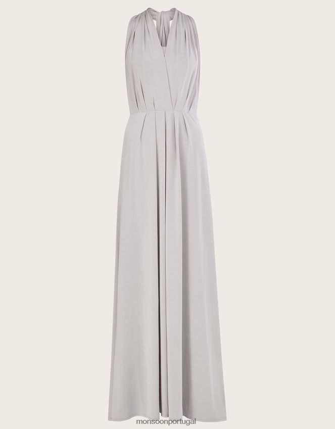 roupas thea torce-me amarra-me vestido maxi Monsoon mulheres prata RPLH8F645