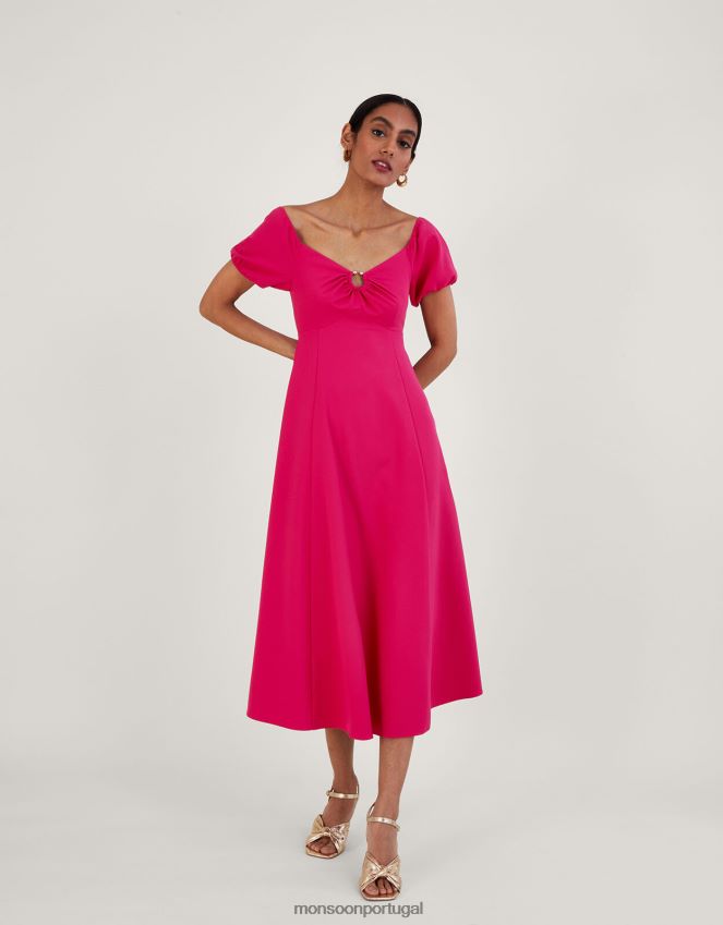 roupas vestido bardot com detalhe de anel katie Monsoon mulheres rosa RPLH8F369