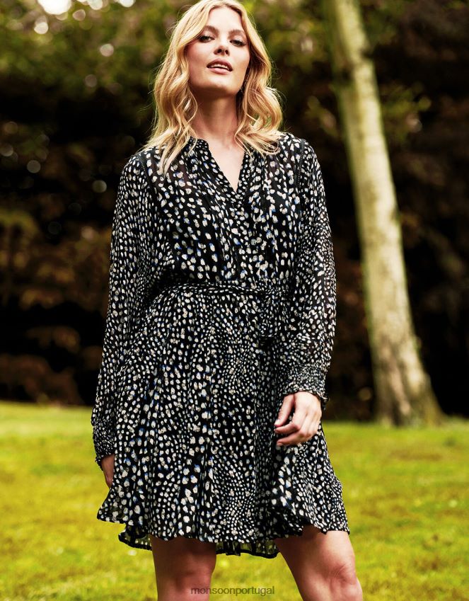 roupas vestido camisa hollis Monsoon mulheres preto RPLH8F180