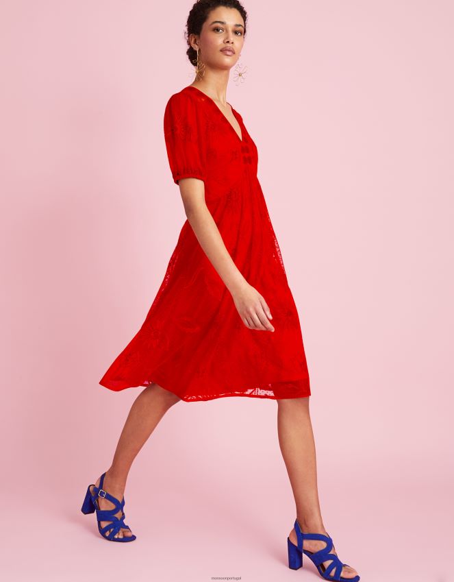 roupas vestido curto bordado nora Monsoon mulheres laranja RPLH8F253