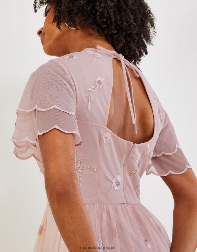 roupas vestido curto embelezado catherine Monsoon mulheres rosa (blush) RPLH8F686