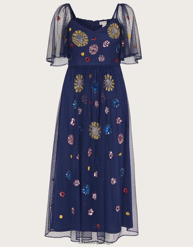 roupas vestido decorado fernada Monsoon mulheres azul-marinho) RPLH8F231