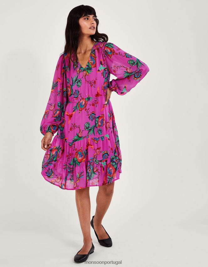 roupas vestido jordann Monsoon mulheres rosa RPLH8F11