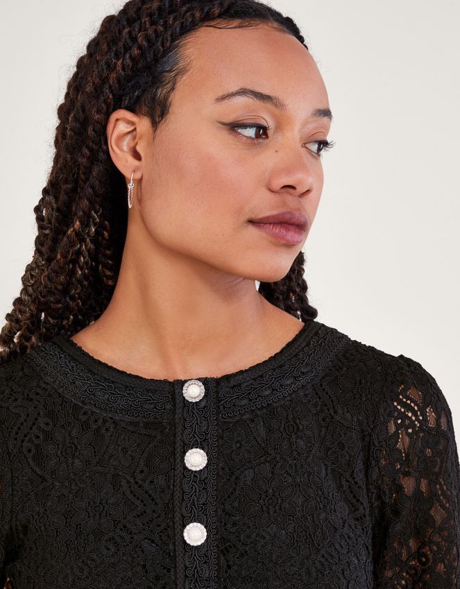 roupas vestido lillian rendado Monsoon mulheres preto RPLH8F97