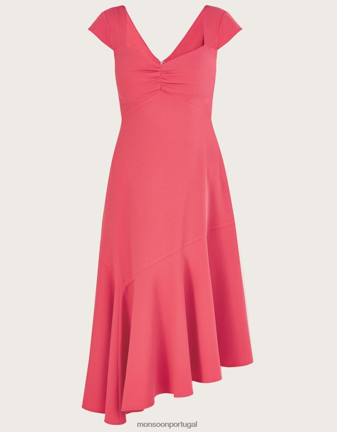 roupas vestido matilda assimétrico com poliéster reciclado Monsoon mulheres rosa RPLH8F631