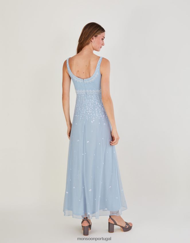 roupas vestido maxi bordado eugiene Monsoon mulheres nuvem RPLH8F234