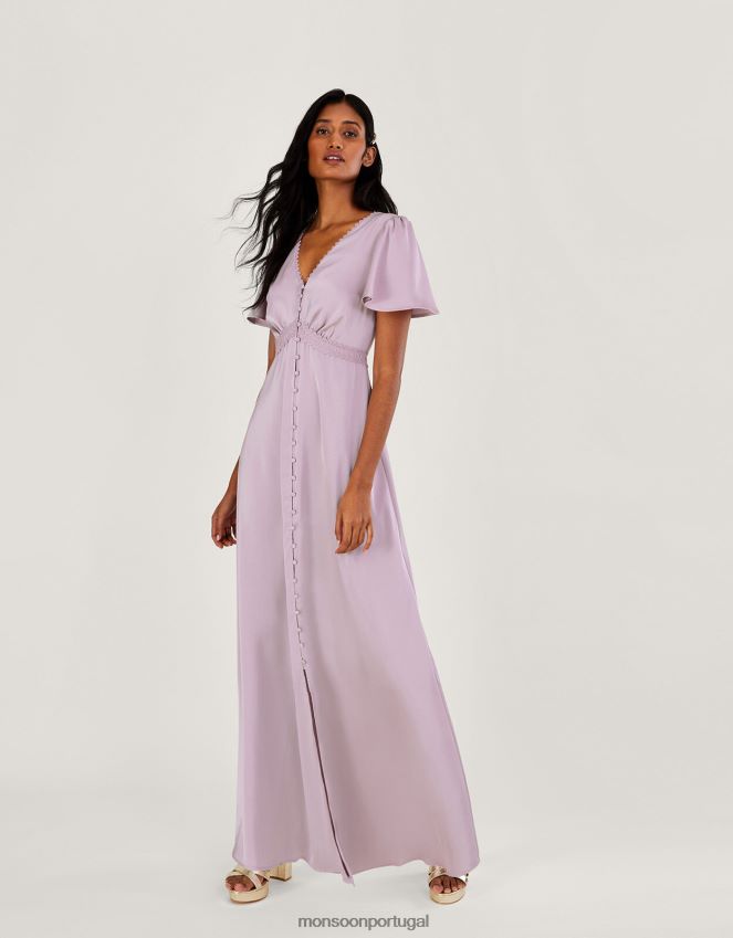 roupas vestido maxi de cetim hera Monsoon mulheres vison RPLH8F388