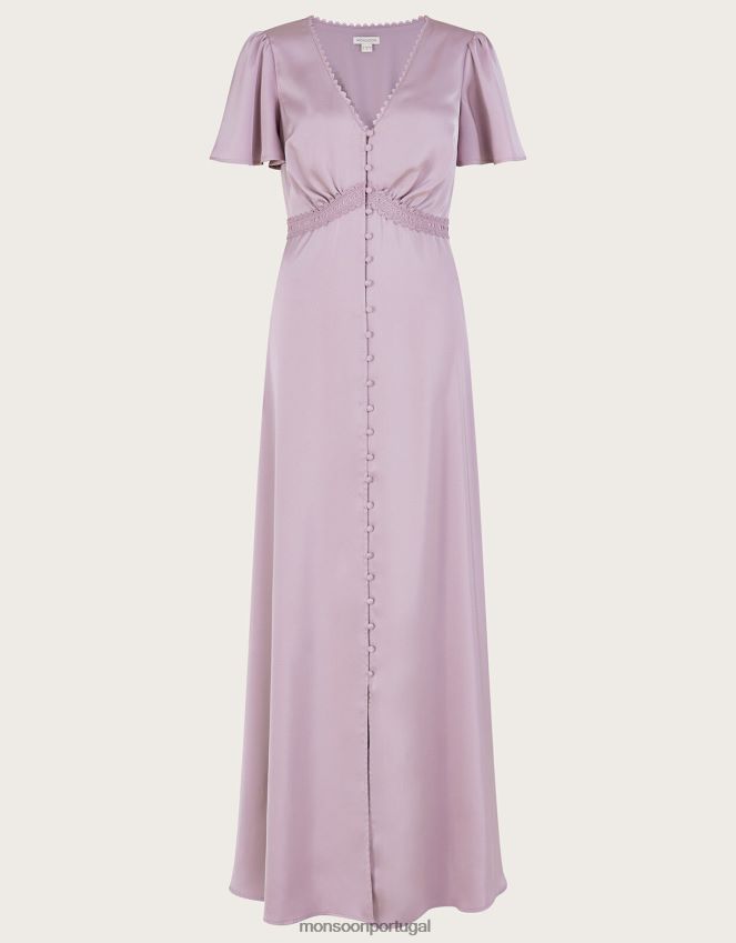 roupas vestido maxi de cetim hera Monsoon mulheres vison RPLH8F388