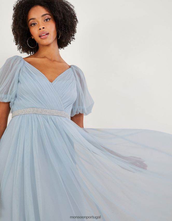 roupas vestido maxi de malha meghan em poliéster reciclado Monsoon mulheres nuvem RPLH8F715