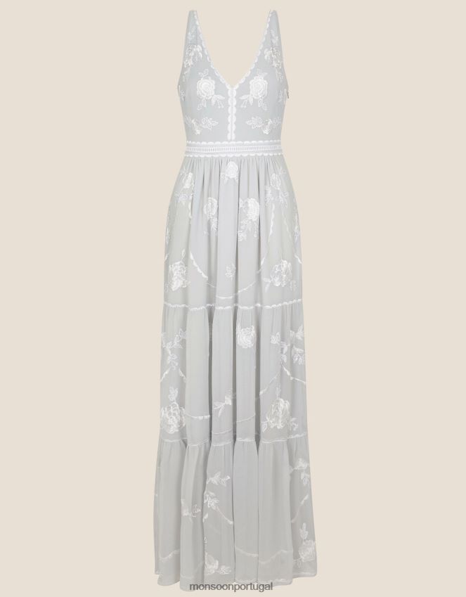 roupas vestido maxi enfeitado alexis Monsoon mulheres prata RPLH8F776