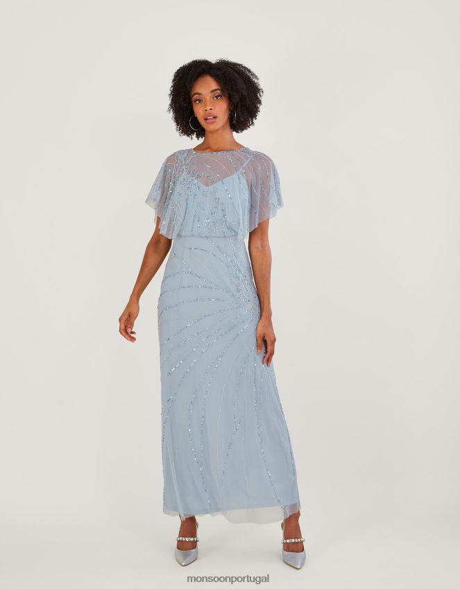 roupas vestido maxi enfeitado com comprimento mais curto sienna Monsoon mulheres nuvem RPLH8F533