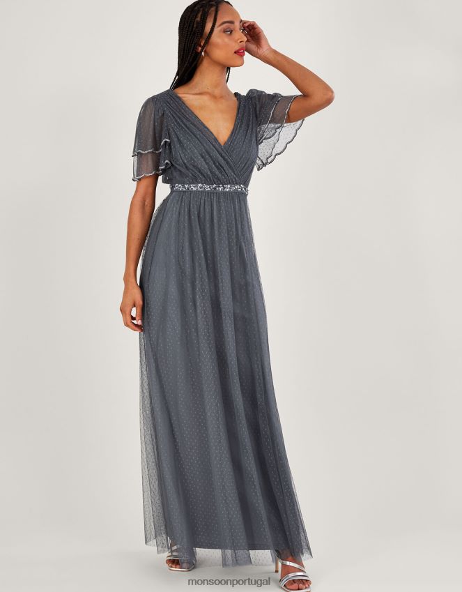 roupas vestido maxi isla spot malha Monsoon mulheres azul (azul escuro) RPLH8F783