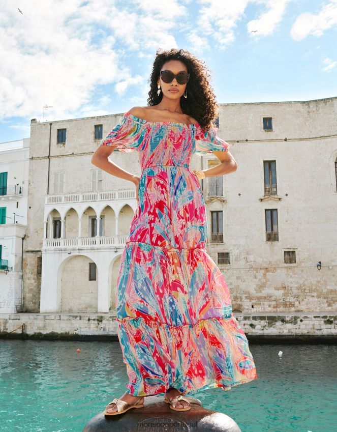 roupas vestido maxi metalizado ariel Monsoon mulheres multi RPLH8F558