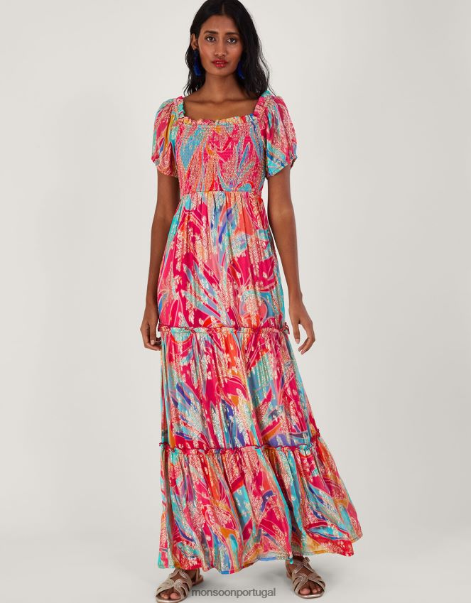 roupas vestido maxi metalizado ariel Monsoon mulheres multi RPLH8F558