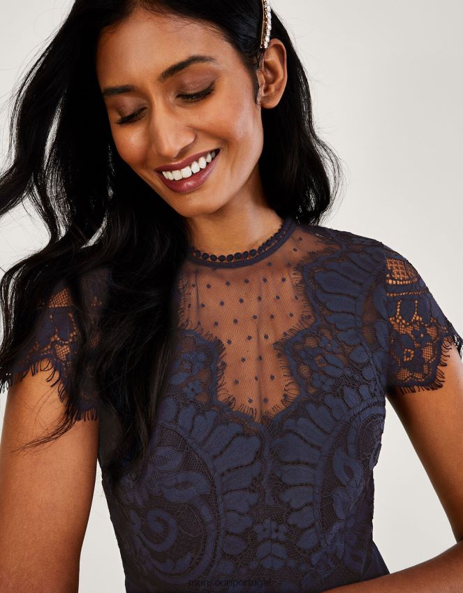 roupas vestido maxi renda diana Monsoon mulheres azul-marinho) RPLH8F921