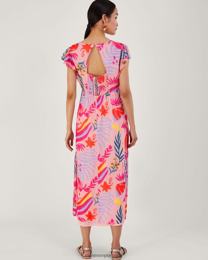 roupas vestido metálico embelezado sienna com poliéster reciclado Monsoon mulheres rosa RPLH8F264