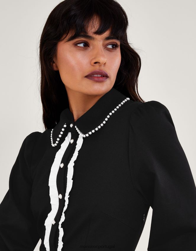 roupas vestido paloma ponte Monsoon mulheres preto RPLH8F26