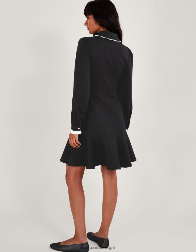 roupas vestido paloma ponte Monsoon mulheres preto RPLH8F26