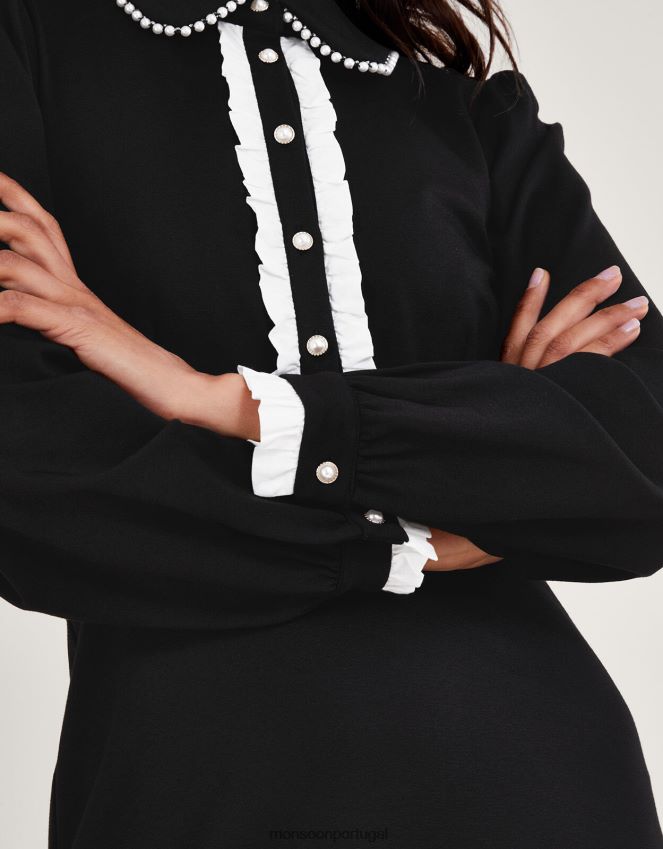 roupas vestido paloma ponte Monsoon mulheres preto RPLH8F26