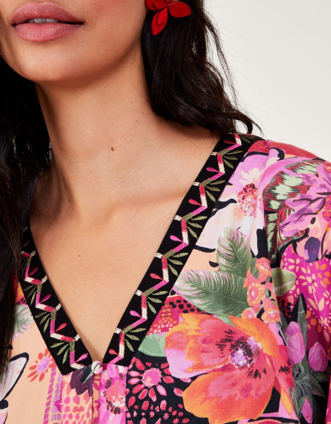 roupas vestido quimono anastasia em viscose sustentável Monsoon mulheres rosa RPLH8F390