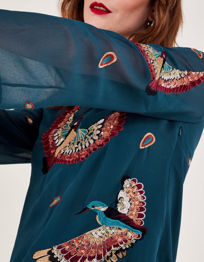 roupas vestido túnica bordado baylie Monsoon mulheres cerceta RPLH8F15