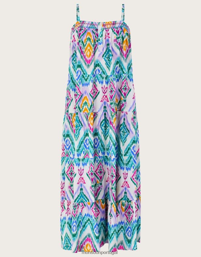 roupas Vestido cami em camadas com estampa ikat em Lenzing Ecovero Monsoon mulheres tolet RPLH8F680