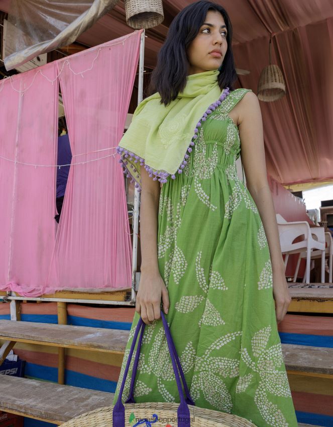 roupas Vestido midi com estampa palm spot em algodão sustentável Monsoon mulheres verde RPLH8F941