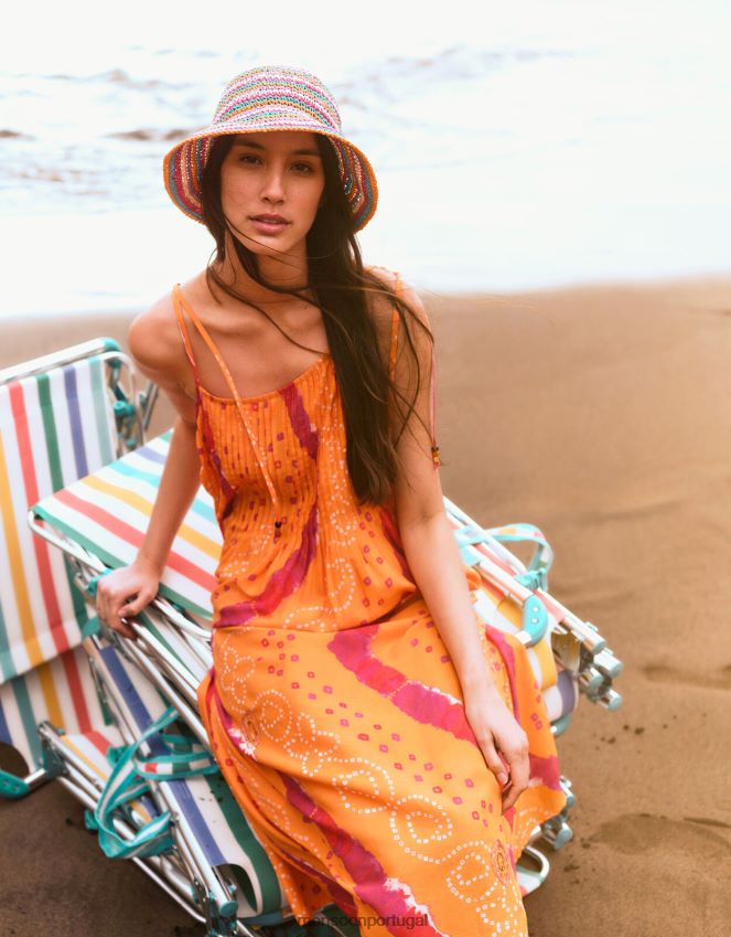 roupas vestido bandhani cami midi Monsoon mulheres laranja RPLH8F229