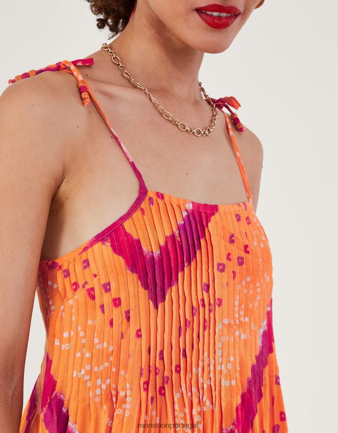 roupas vestido bandhani cami midi Monsoon mulheres laranja RPLH8F229