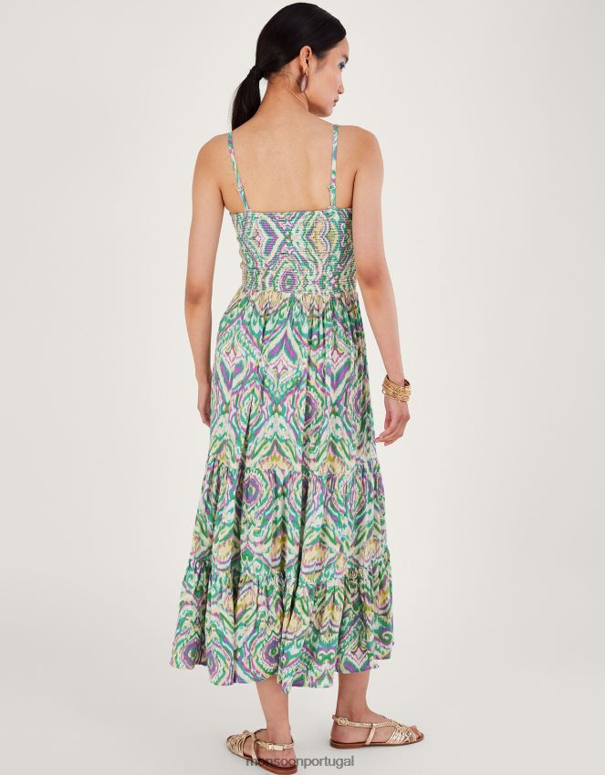 roupas vestido cai-cai com estampa geométrica Monsoon mulheres branco RPLH8F142