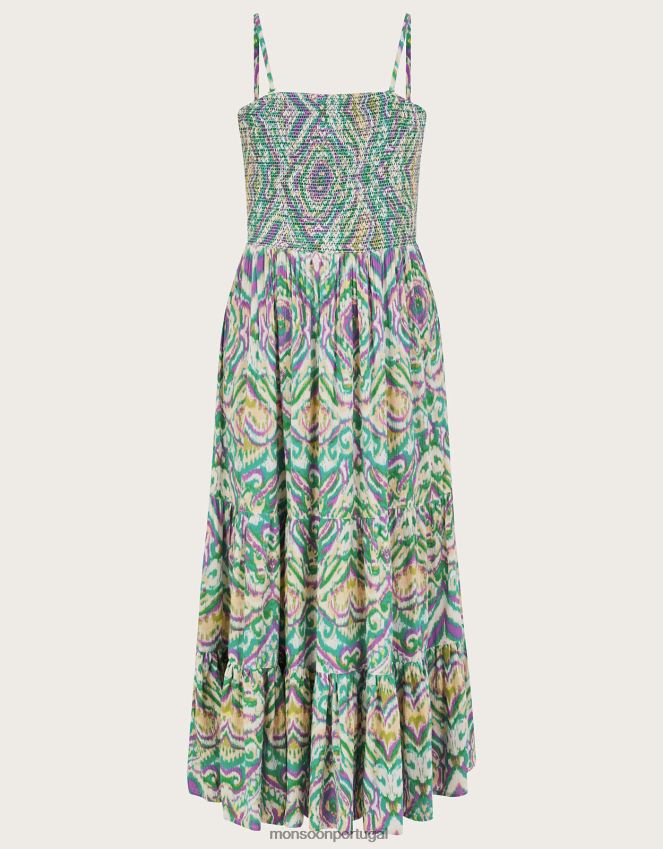 roupas vestido cai-cai com estampa geométrica Monsoon mulheres branco RPLH8F142